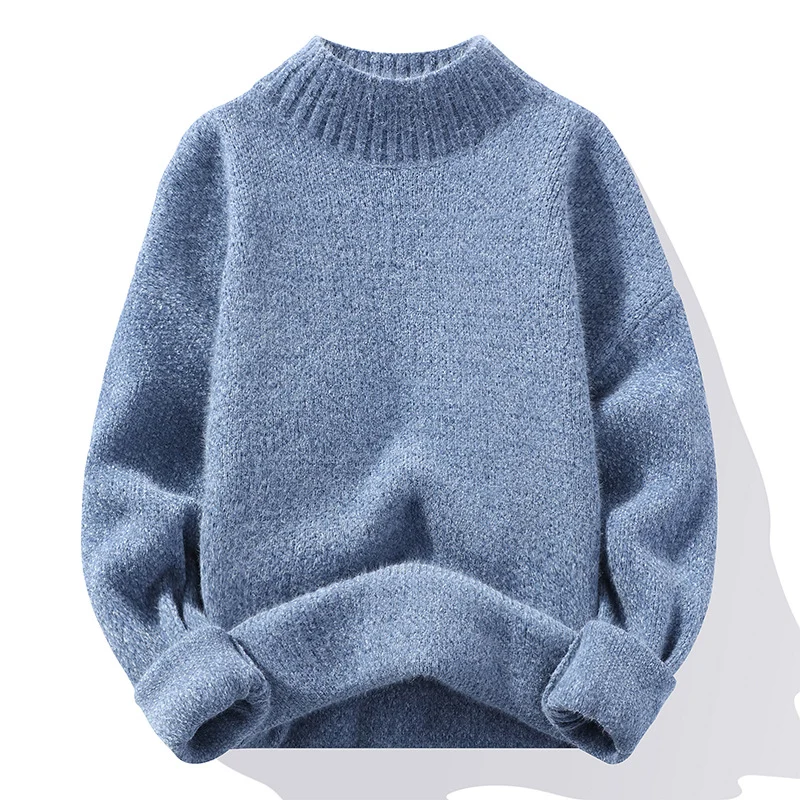 Herren Oversize-Feinstrickpullover mit hohem geripptem Kragen und melierter Struktur Nord Taschen