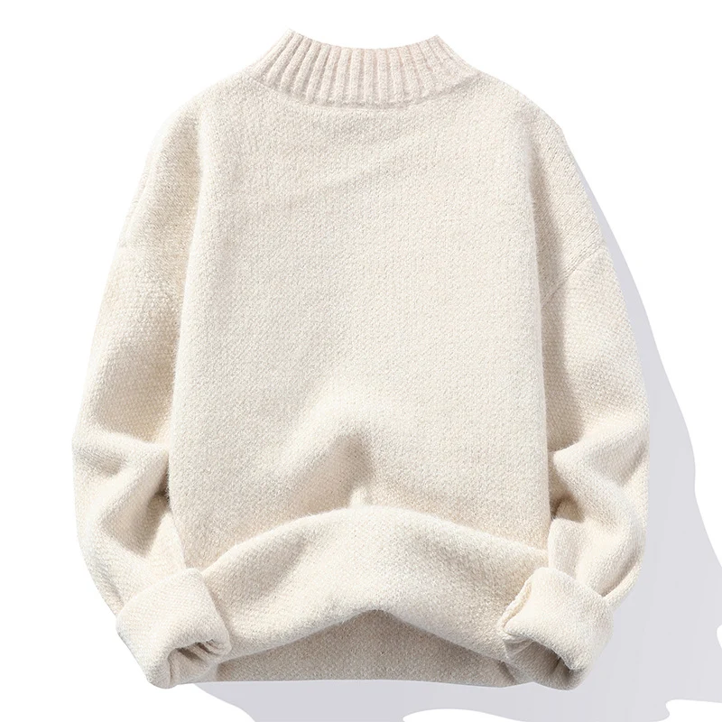Herren Oversize-Feinstrickpullover mit hohem geripptem Kragen und melierter Struktur Nord Taschen