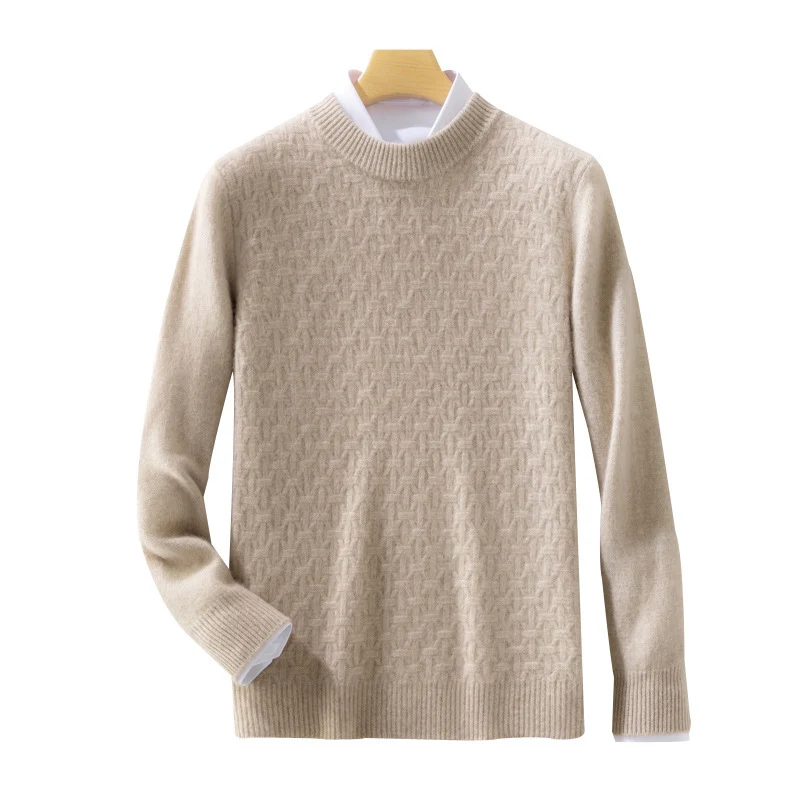 Damen Strukturierter Mockneck-Pullover im Kaschmir‑Look mit geometrischer Wabenstruktur Nord Taschen