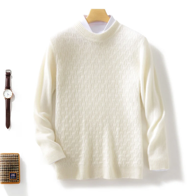 Damen Strukturierter Mockneck-Pullover im Kaschmir‑Look mit geometrischer Wabenstruktur Nord Taschen