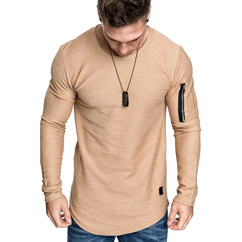 Herren Langärmeliges Struktur-Longsleeve mit Reißverschlusstasche am Oberarm Nord Taschen