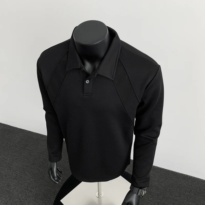 Herren Langärmeliges Polo mit Halbknopfblende, Raglannähten und Strukturpaneelen Nord Taschen