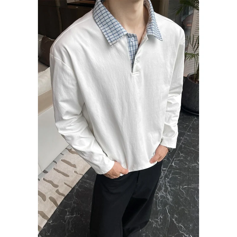 Herren Langarm-Poloshirt mit kontrastkariertem Hemdkragen Nord Taschen