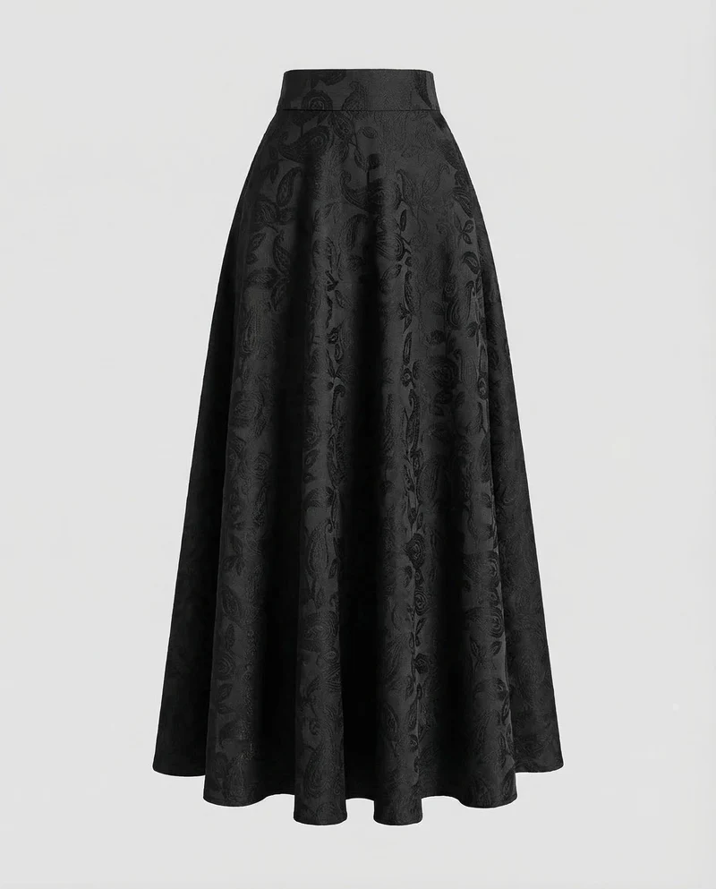 Damen Jacquard Maxirock Paisley