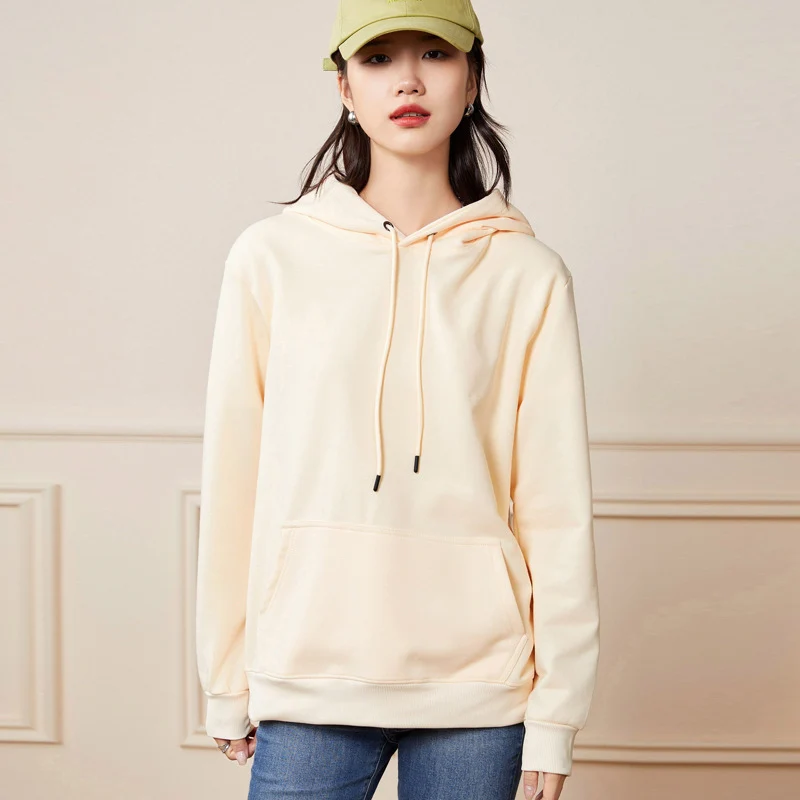 Damen Oversize-Kapuzenpullover aus Baumwoll-Mix mit Kängurutasche und gerippten Bündchen Nord Taschen