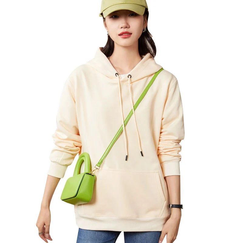 Damen Oversize-Kapuzenpullover aus Baumwoll-Mix mit Kängurutasche und gerippten Bündchen Nord Taschen