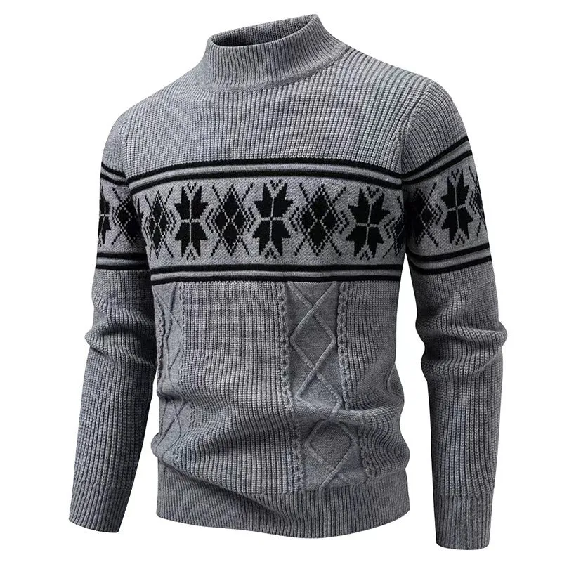 Herren Norwegermuster-Rollkragenpullover aus Feinstrick mit Zopfmuster-Details Nord Taschen