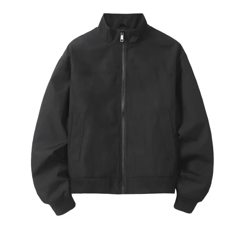 Herren Minimalistische Utility-Zipjacke im Bomberstil mit hohem Kragen und verdeckten Eingriffstaschen Nord Taschen