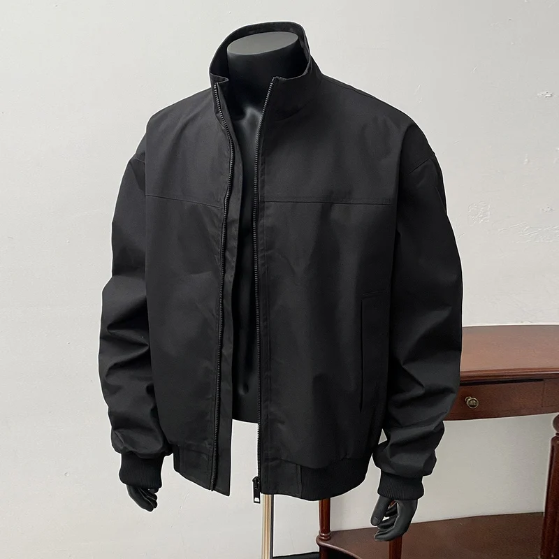 Herren Minimalistische Bomberjacke mit hohem Stehkragen und Zwei-Wege-Reißverschluss Nord Taschen