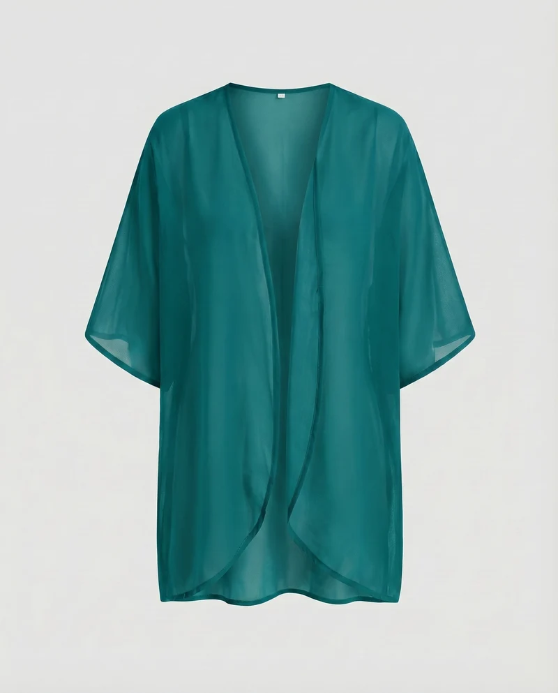 Damen Chiffon-Kimono-Überwurf Floraler Druck Fledermausärmel Offen