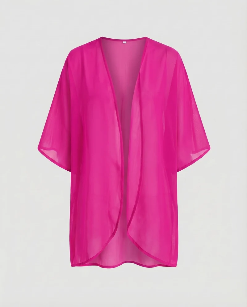 Damen Chiffon-Kimono-Überwurf Floraler Druck Fledermausärmel Offen