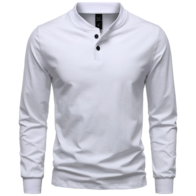 Herren Langarm-Henleyshirt mit Stehkragen und zweifacher Knopfleiste, Slim Fit, Baumwoll-Mix Nord Taschen
