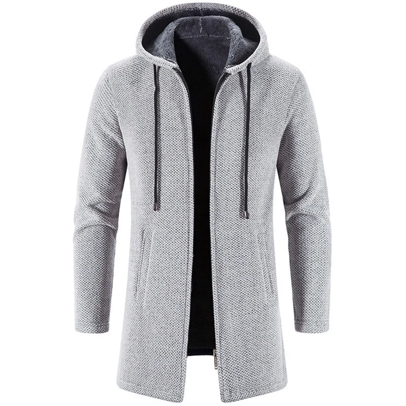 Herren Lang geschnittener Kapuzen‑Strickmantel mit Teddyfutter Nord Taschen