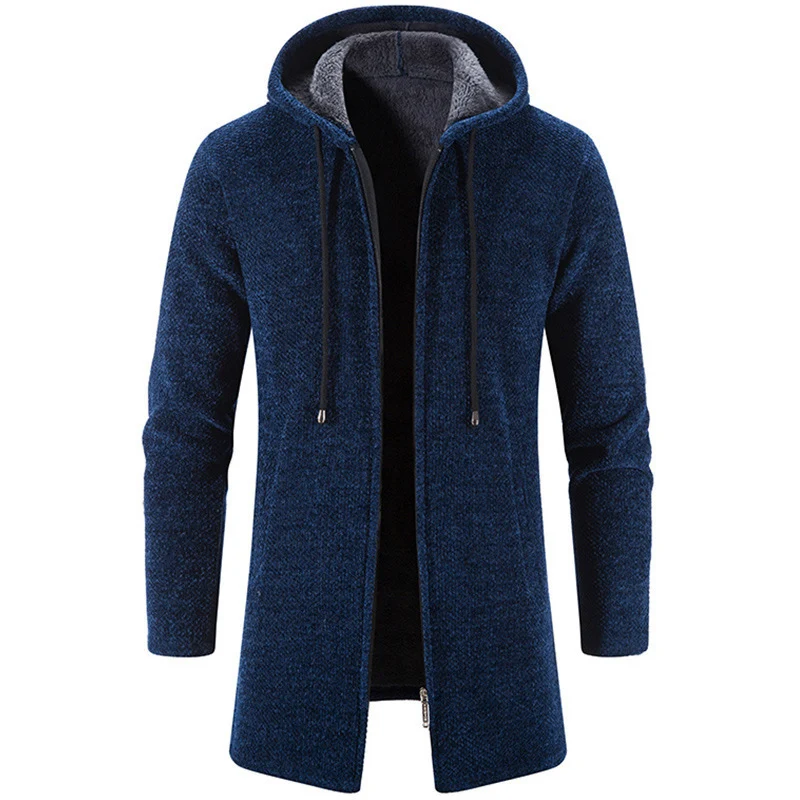 Herren Lang geschnittener Kapuzen‑Strickmantel mit Teddyfutter Nord Taschen