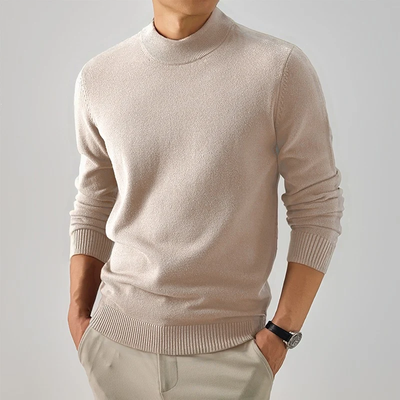Herren Kurzer Rollkragen-Feinstrickpullover mit schmaler Silhouette Nord Taschen