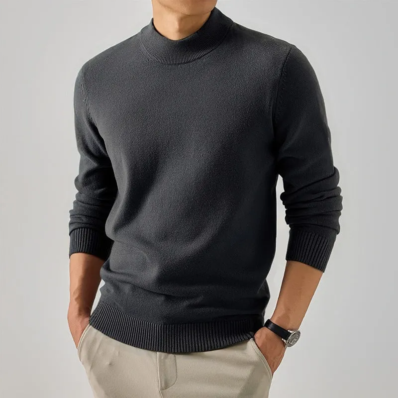 Herren Kurzer Rollkragen-Feinstrickpullover mit schmaler Silhouette Nord Taschen