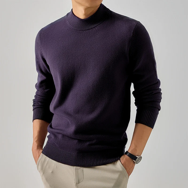 Herren Kurzer Rollkragen-Feinstrickpullover mit schmaler Silhouette Nord Taschen