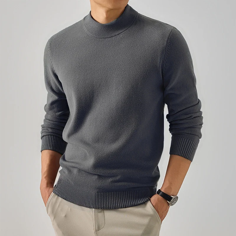 Herren Kurzer Rollkragen-Feinstrickpullover mit schmaler Silhouette Nord Taschen