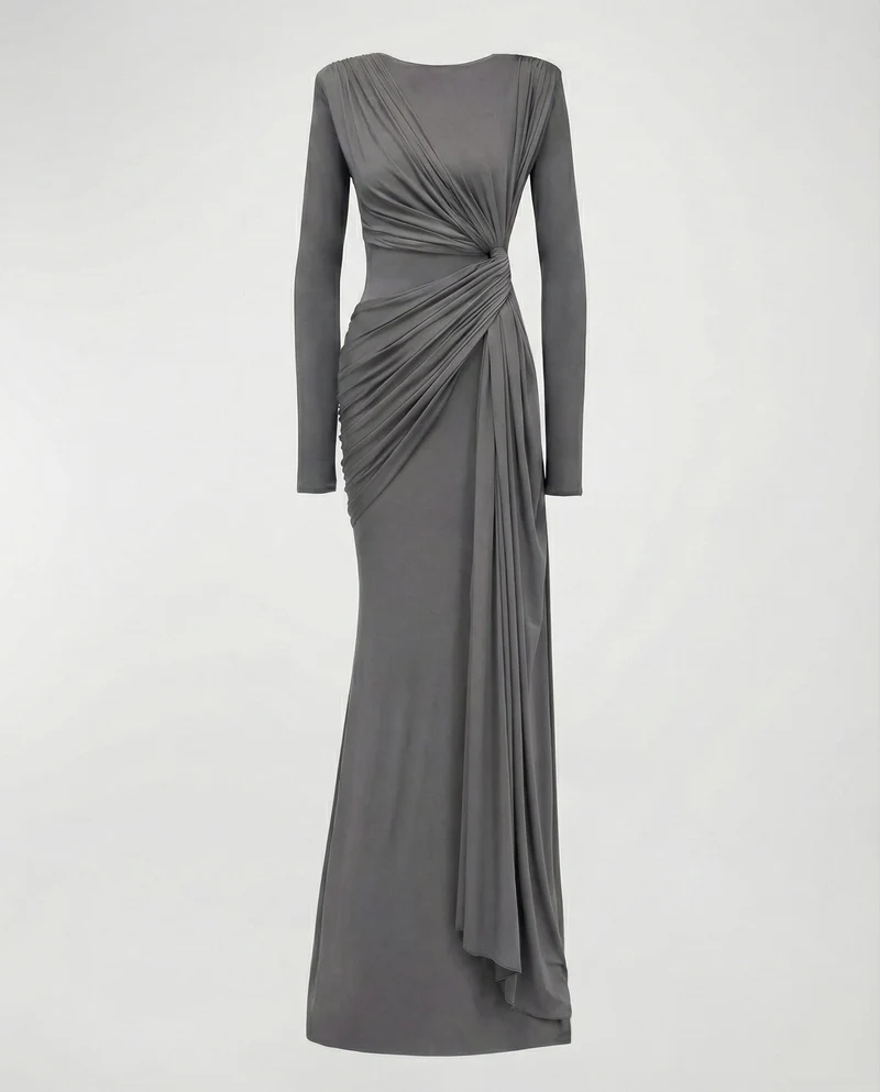 Damen Fließende Taillen-Twist Jersey-Abendkleid Avellé