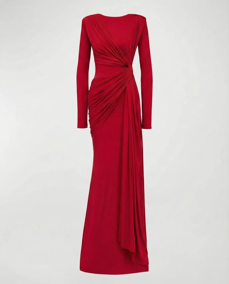 Damen Fließende Taillen-Twist Jersey-Abendkleid Avellé