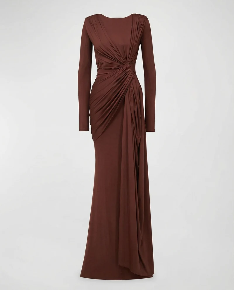 Damen Fließende Taillen-Twist Jersey-Abendkleid Avellé