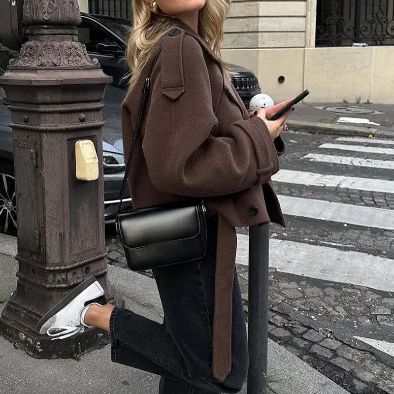 Damen modische cropped Jacke im Trench-Stil Avellé
