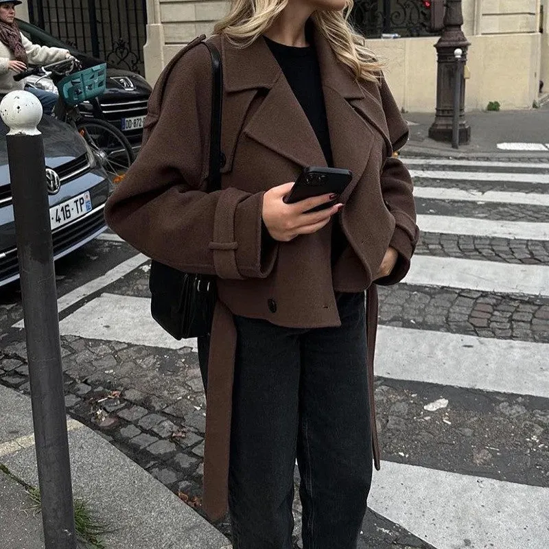Damen modische cropped Jacke im Trench-Stil Avellé