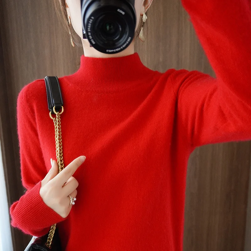 Damen Mockneck-Pullover aus flauschigem Angora-Mix mit legerer Ballonärmel-Silhouette Nord Taschen