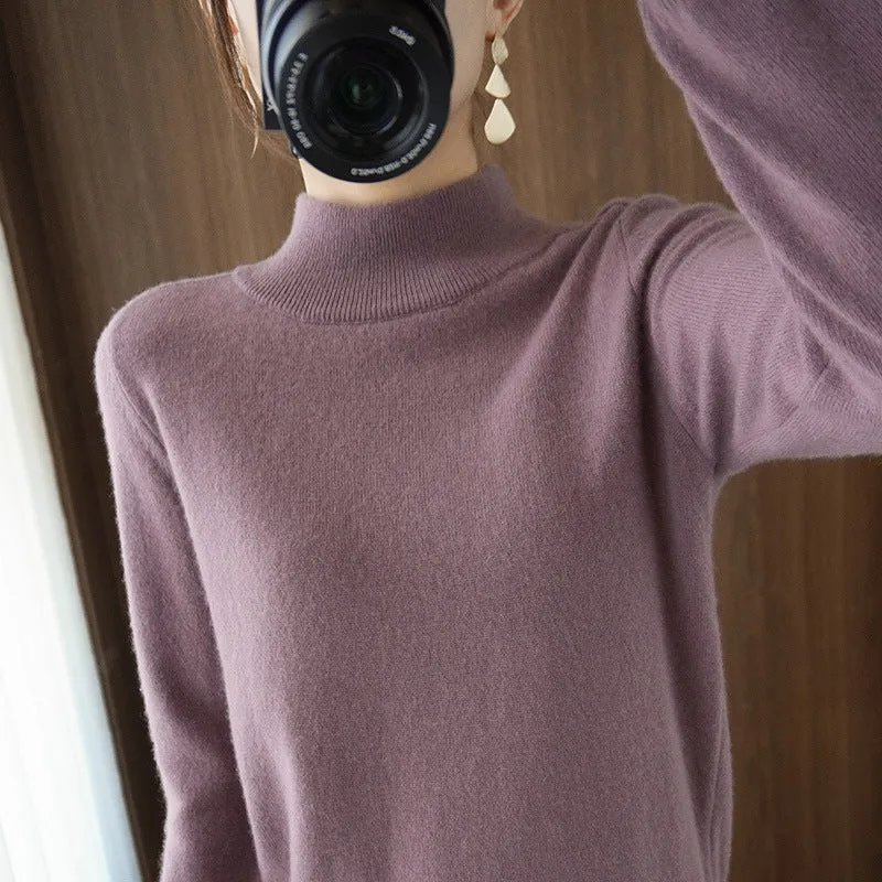 Damen Mockneck-Pullover aus flauschigem Angora-Mix mit legerer Ballonärmel-Silhouette Nord Taschen