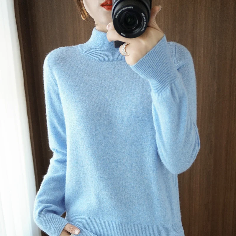 Damen Mockneck-Pullover aus flauschigem Angora-Mix mit legerer Ballonärmel-Silhouette Nord Taschen
