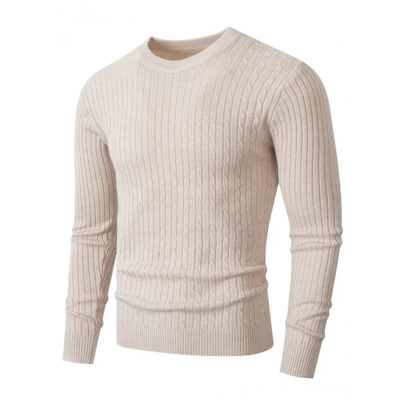 Herren Merino-Mix Feinstrickpullover mit Zopfmuster, Rippbündchen und schmaler Silhouette Nord Taschen