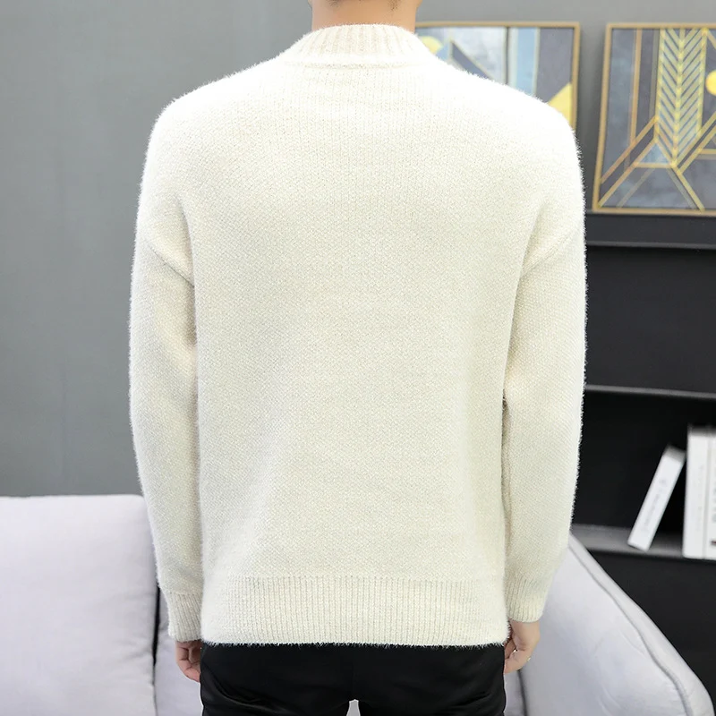 Herren Melierter Bouclé-Mockneck-Pullover mit Thermo-Feinstrick und gerippten Abschlüssen Nord Taschen