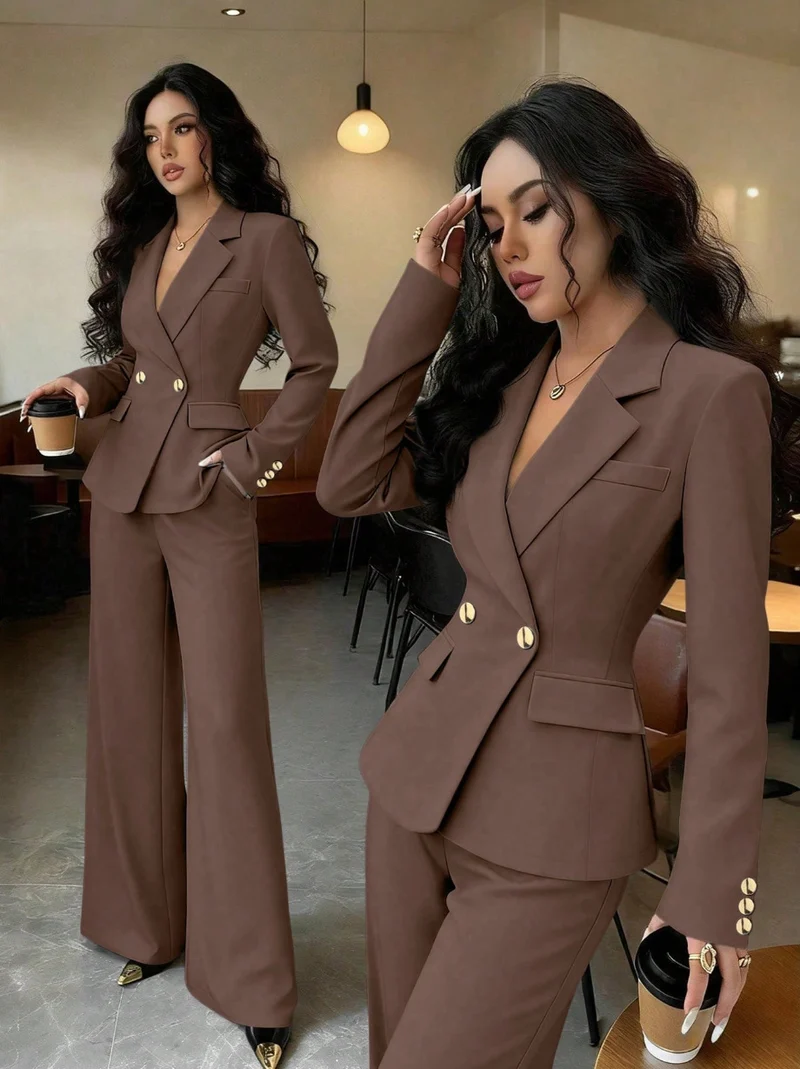 Damen Elegantes Blazer- und Hosen-Set Nord Taschen