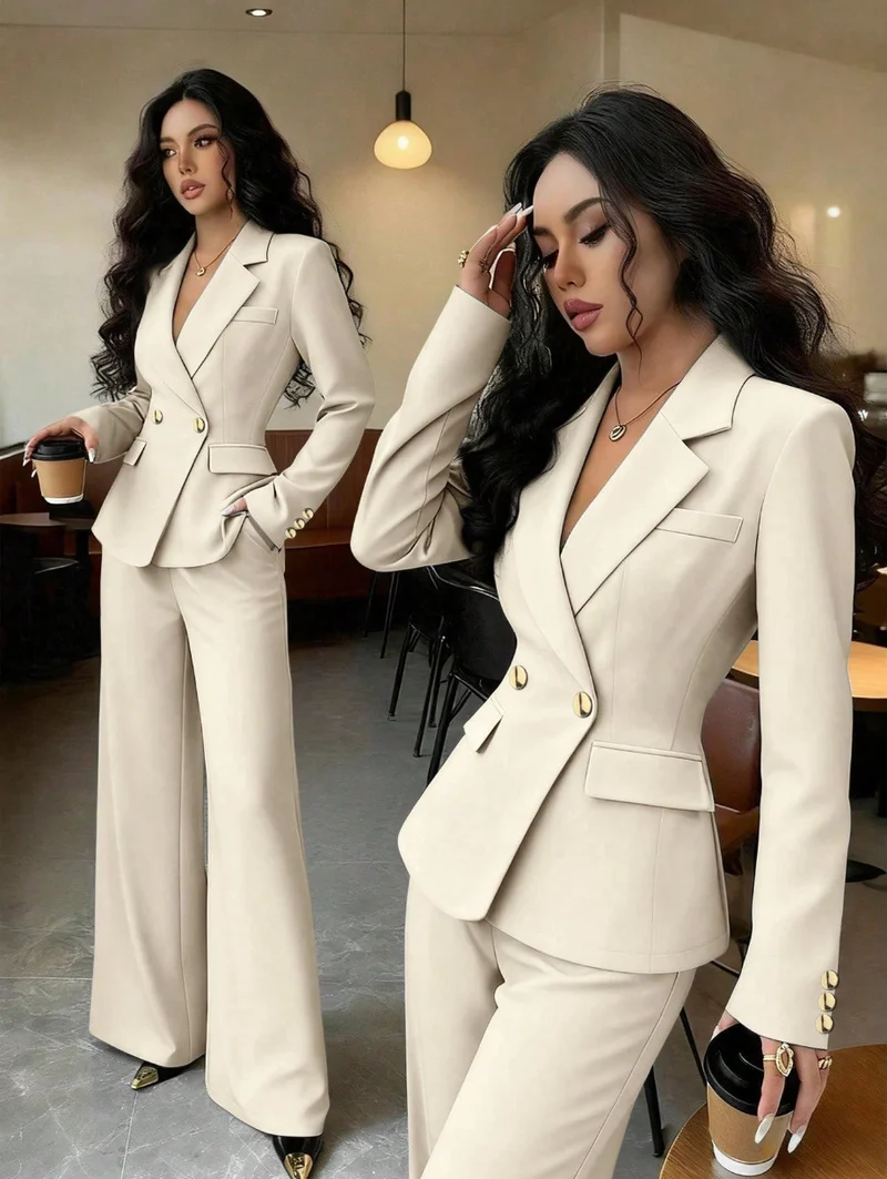Damen Elegantes Blazer- und Hosen-Set Nord Taschen
