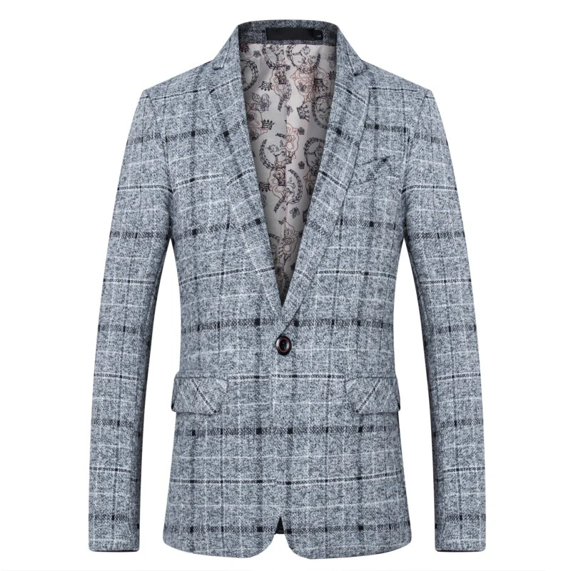 Herren Karo-Sakko in Tweed-Optik mit Schalkragen und taillierter Silhouette Nord Taschen