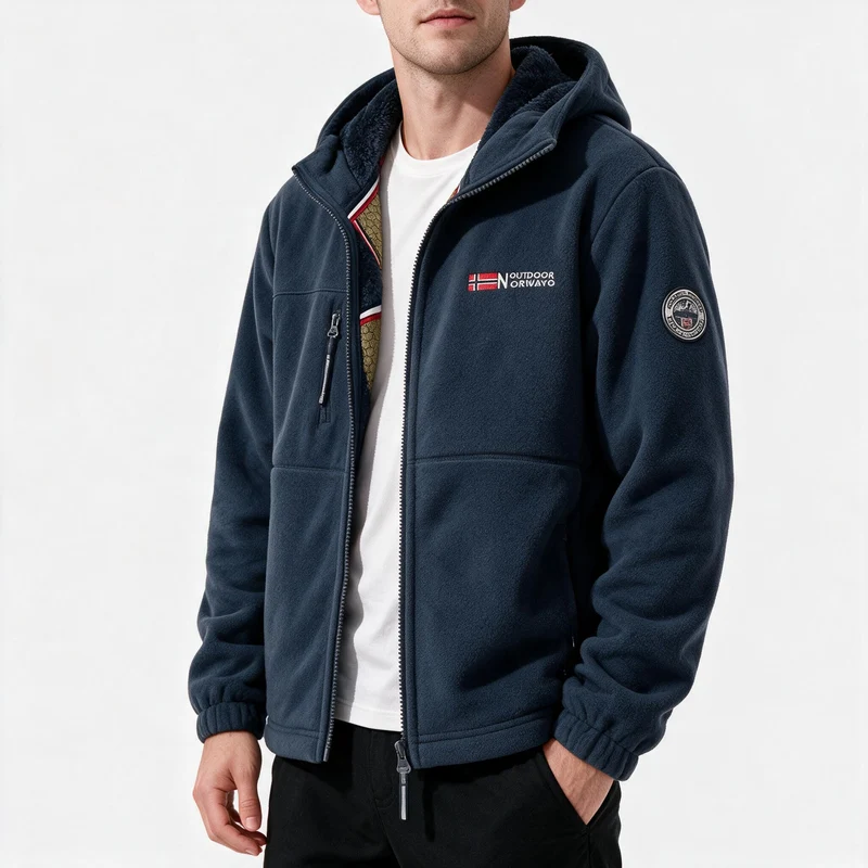 Outdoor-Fleecejacke mit Kapuze - Skandinavischer Stil für Winter & Freizeit