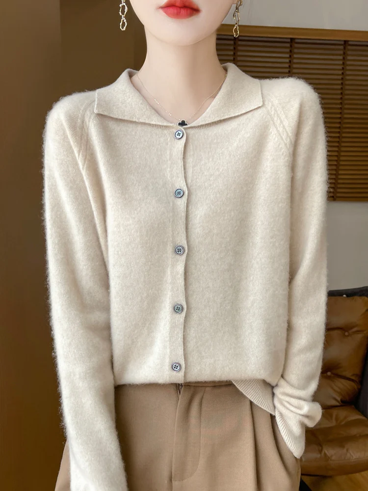 Damen Kuscheliger Reverskragen-Cardigan im Kaschmir-Look mit Mohair-Effekt Nord Taschen