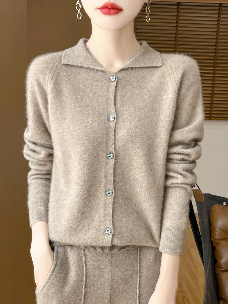 Damen Kuscheliger Reverskragen-Cardigan im Kaschmir-Look mit Mohair-Effekt Nord Taschen