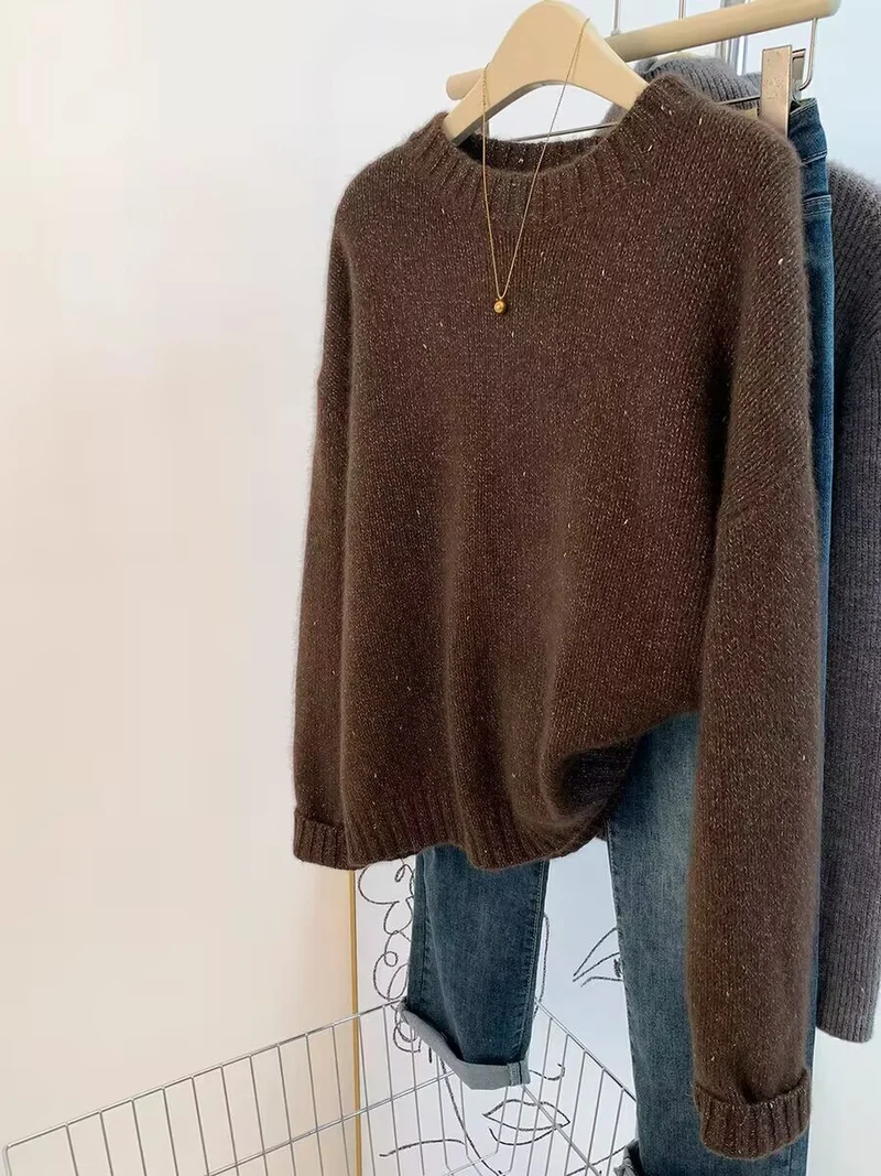 Damen Kuscheliger Oversize‑Pullover im Mohair‑Look mit Rundhalsausschnitt und dezentem Glitzereffekt Nord Taschen