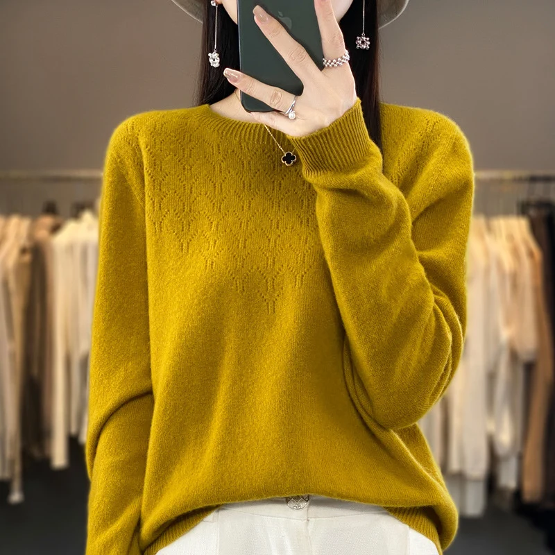 Damen Kuscheliger Midweight Rundhals-Pullover aus Angora-Blend mit feinem Flor und schmalem Bündchen Nord Taschen