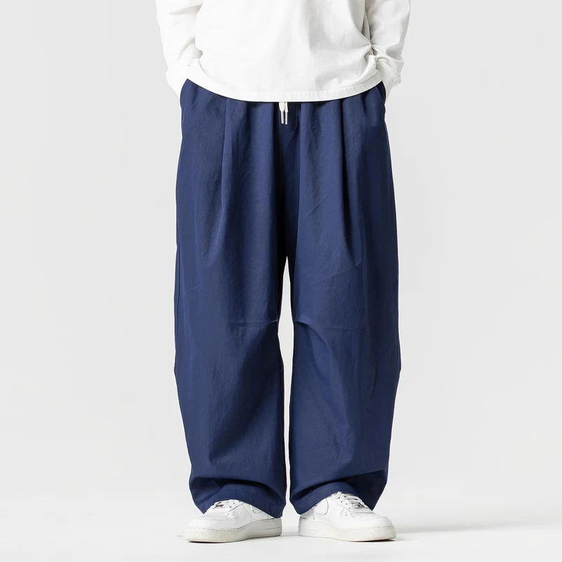Herren Locker geschnittene Plissee-Ballonhose mit Tunnelzug Nord Taschen