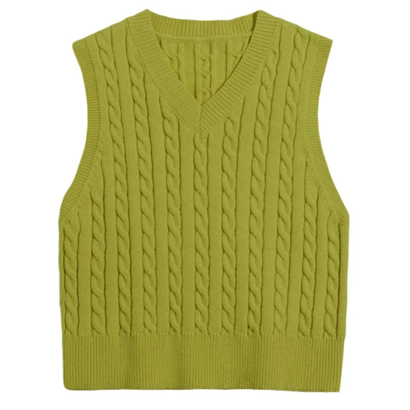 Damen Strickweste mit V-Ausschnitt und Zopfmuster