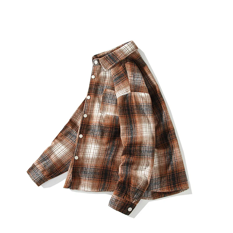 Herren Karierte Overshirt-Hemdjacke aus gebürstetem Baumwollmix mit Brusttasche Nord Taschen