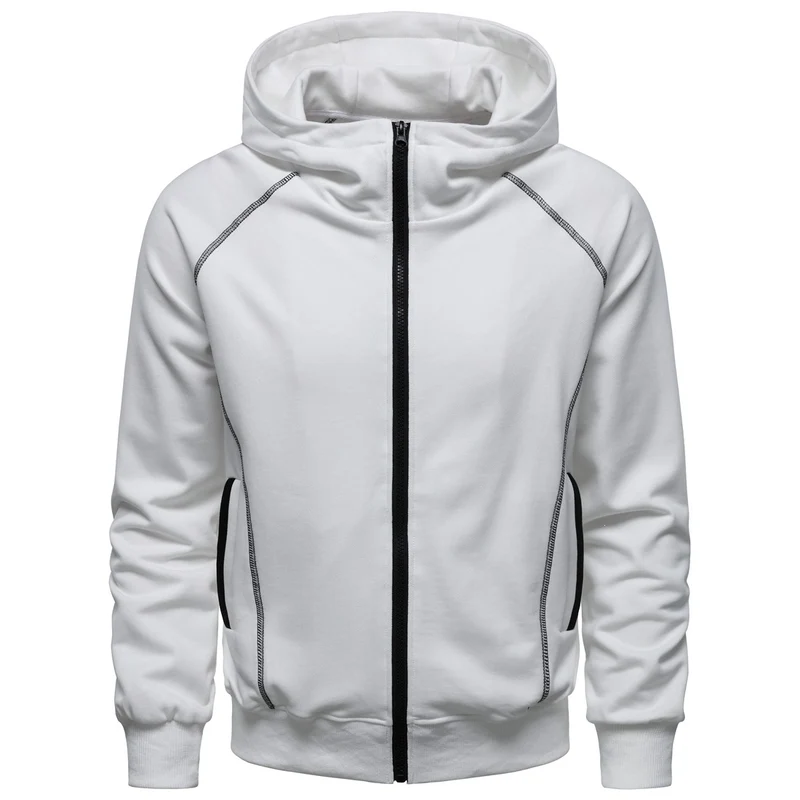 Herren Kapuzen-Zipjacke im sportlichen Raglanstil mit Kontrastnähten und gerippten Bündchen Nord Taschen
