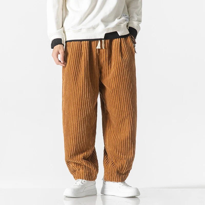 Herren Locker geschnittene Cordhose mit breiten Rippen und Kordelbund Nord Taschen