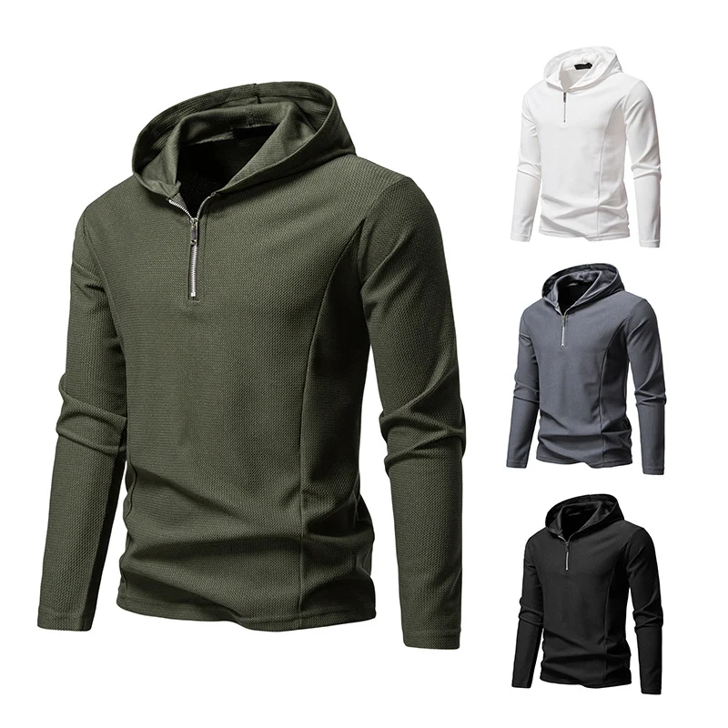 Herren Leichtes texturiertes Halbzip-Kapuzenpullover mit atmungsaktivem Mesh Nord Taschen