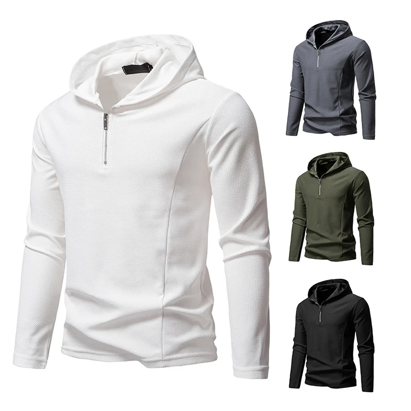 Herren Leichtes texturiertes Halbzip-Kapuzenpullover mit atmungsaktivem Mesh Nord Taschen