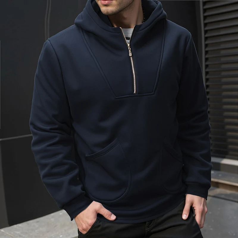 Herren Kapuzen-Halbzip-Pullover mit Kängurutasche und relaxed Fit Nord Taschen