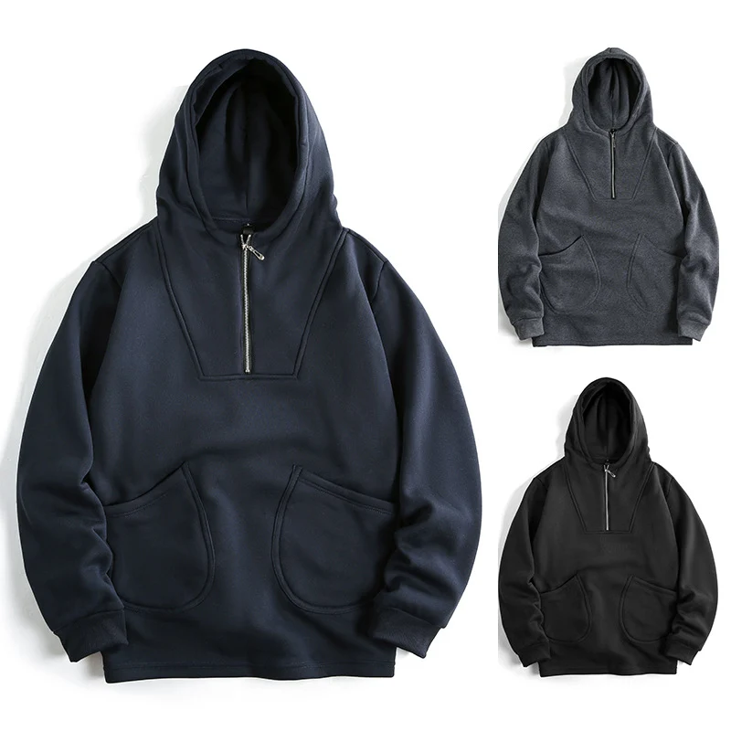 Herren Kapuzen-Halbzip-Pullover mit Kängurutasche und relaxed Fit Nord Taschen