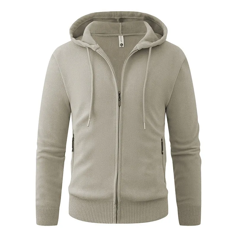 Herren Kapuzen-Fleecejacke mit durchgehendem Reißverschluss und gerippten Bündchen Nord Taschen